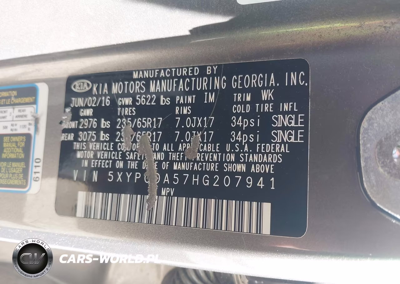 2017 Kia Sorento 3.3L Lx VIN:5XYPGDA57HG207941 - 9