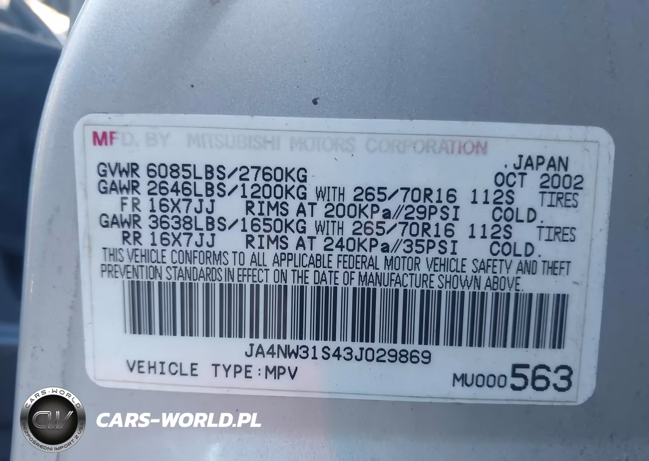 2003 Mitsubishi Montero Xls VIN:JA4NW31S43J029869 - 9