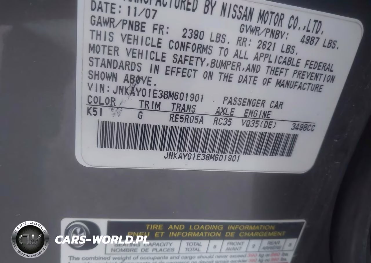 INFINITI M35 VIN:JNKAY01E38M601901 - 9