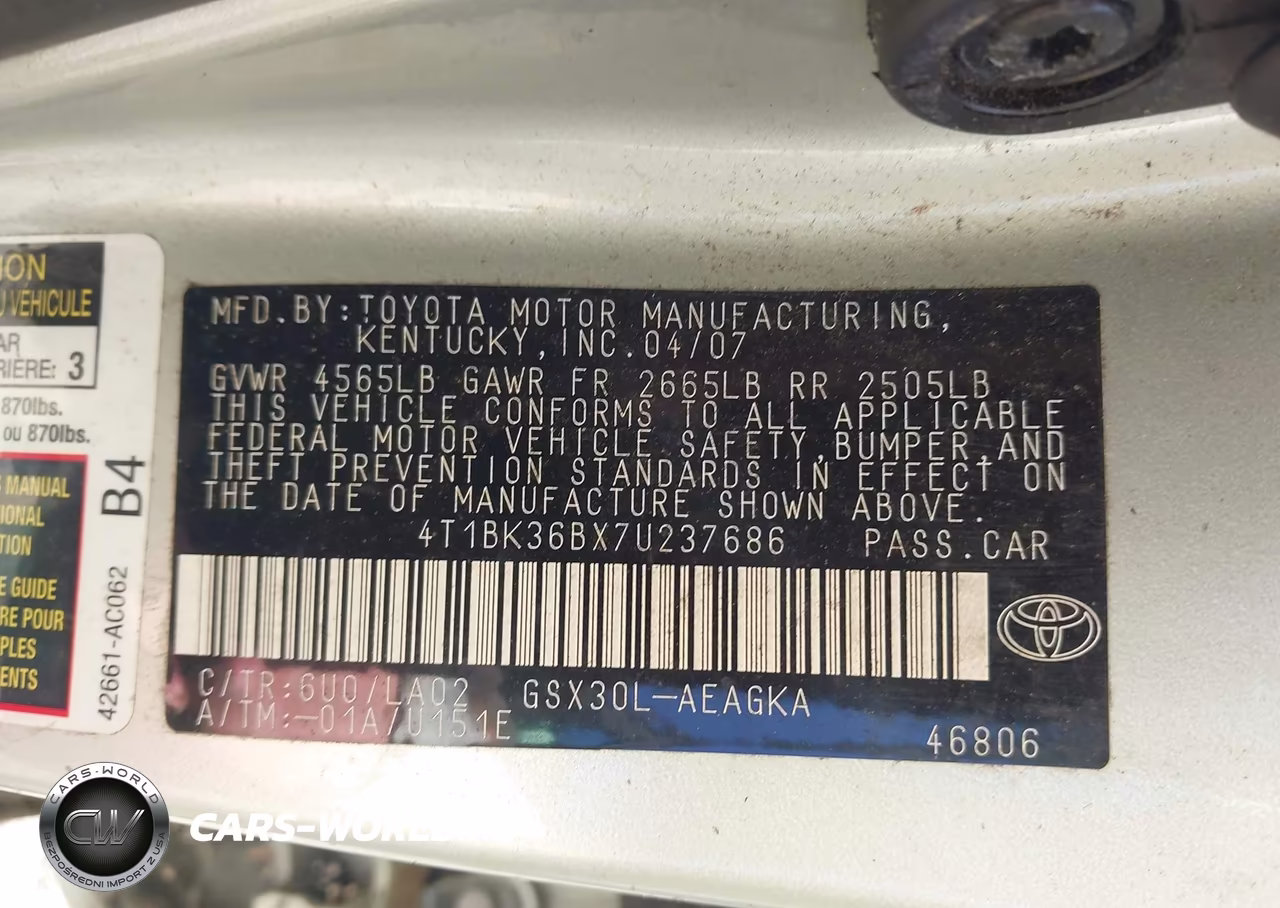2007 Toyota Avalon Xls VIN:4T1BK36BX7U237686 - 9