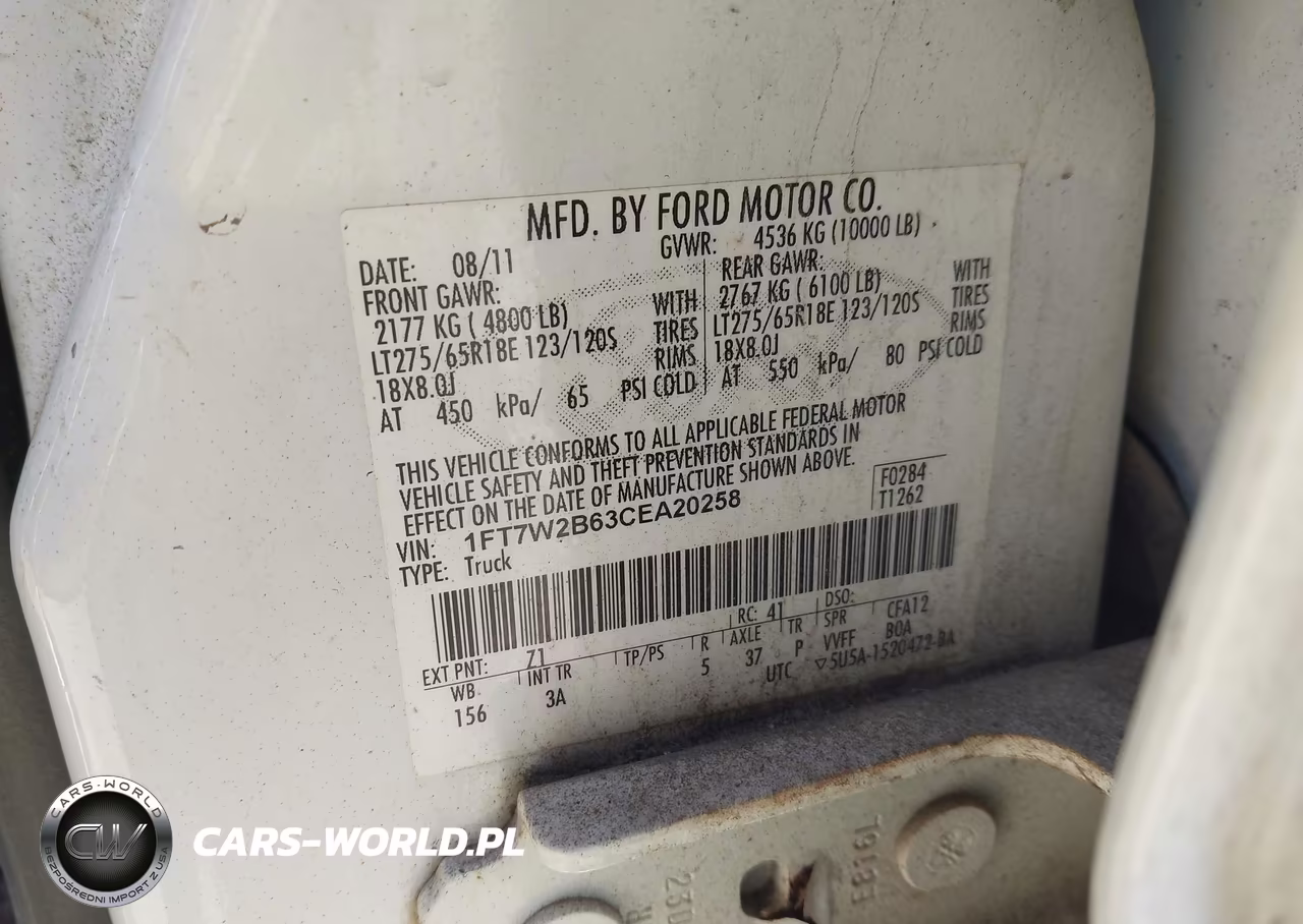 2012 Ford F-250 Xlt VIN:1FT7W2B63CEA20258 - 9
