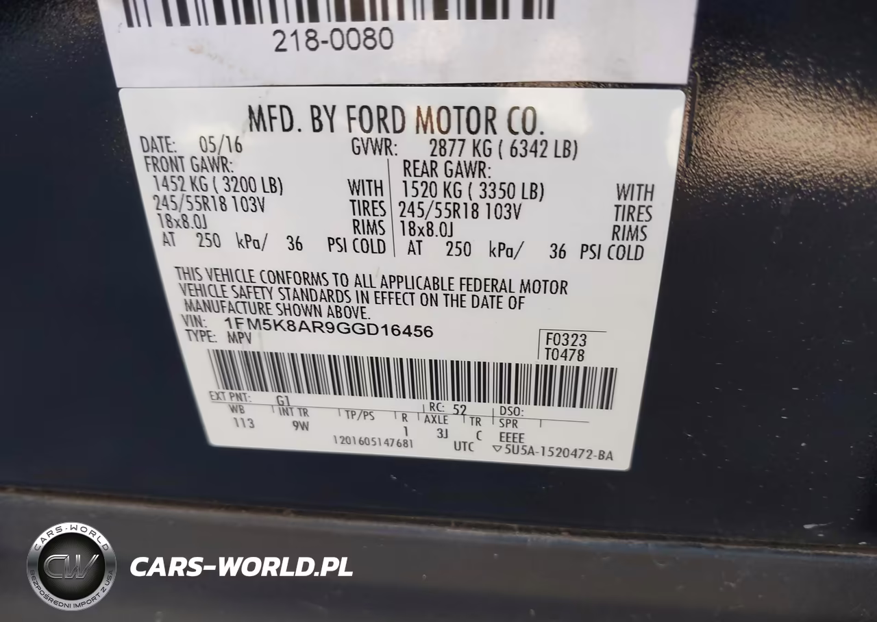 2016 Ford Utility Police Interceptor VIN:1FM5K8AR9GGD16456 - 9