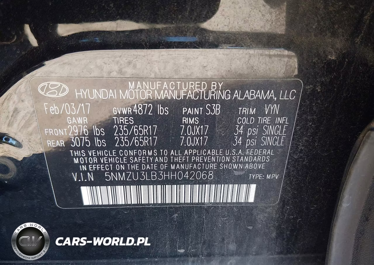 2017 Hyundai Santa Fe Sport 2.4L VIN:5NMZU3LB3HH042068 - 9