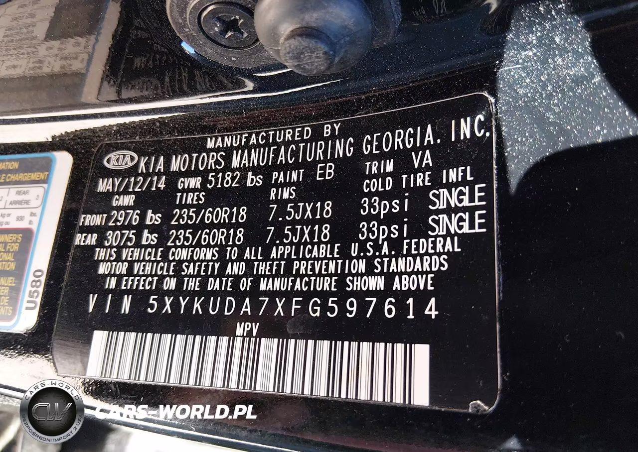 2015 Kia Sorento Ex V6 VIN:5XYKUDA7XFG597614 - 9