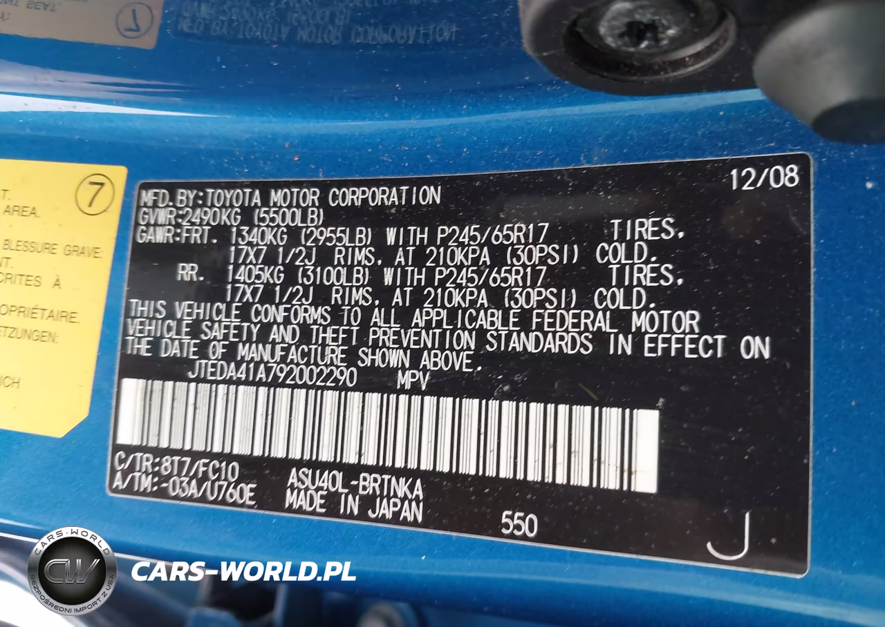 2009 Toyota Highlander VIN:JTEDA41A792002290 - 9