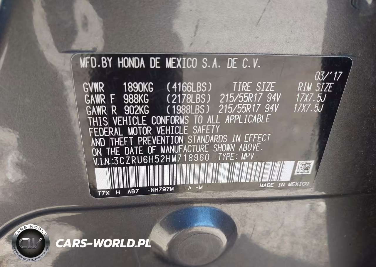 2017 Honda Hr-V Ex VIN:3CZRU6H52HM718960 - 9