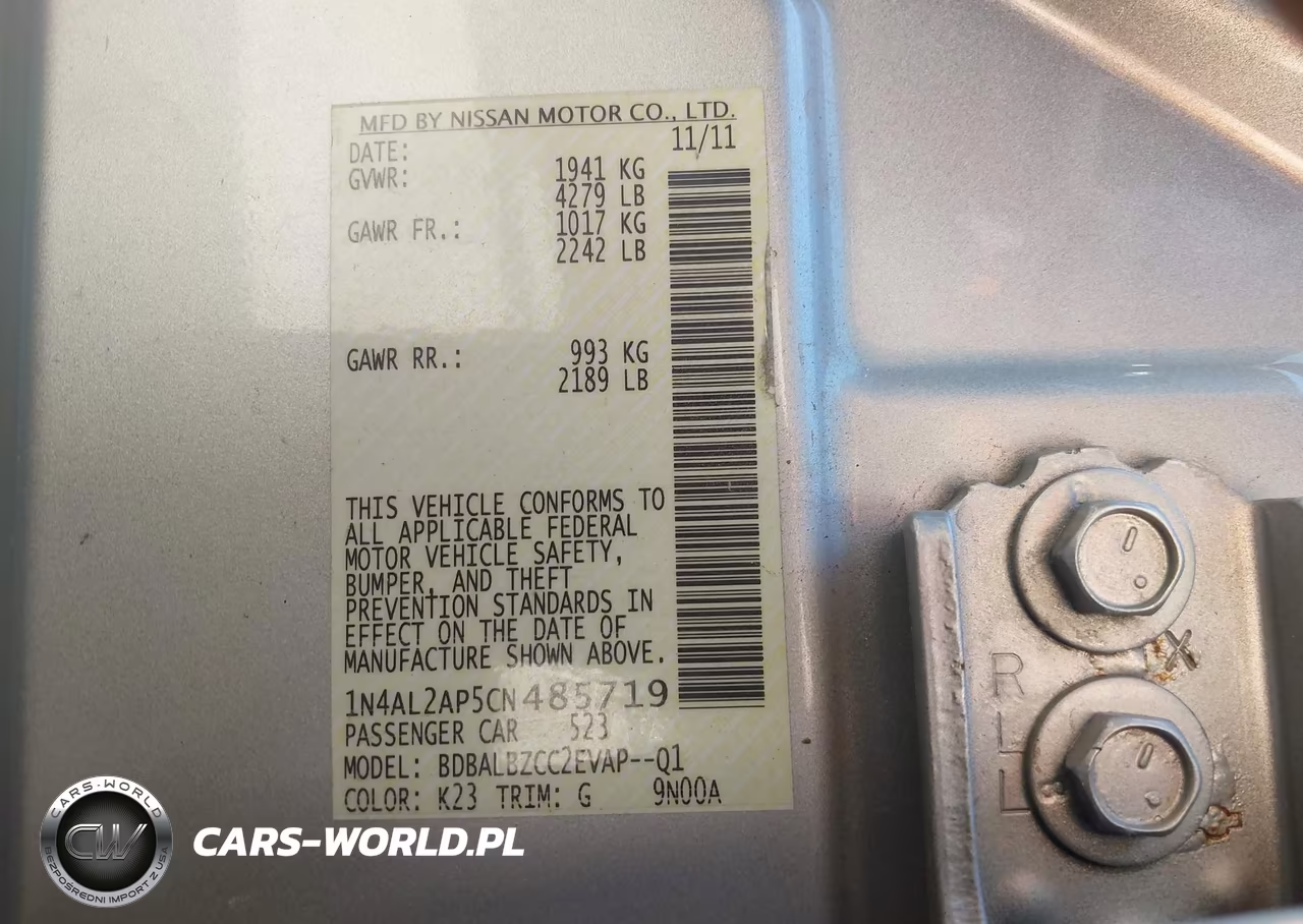 2012 Nissan Altima 2.5 S VIN:1N4AL2AP5CN485719 - 9