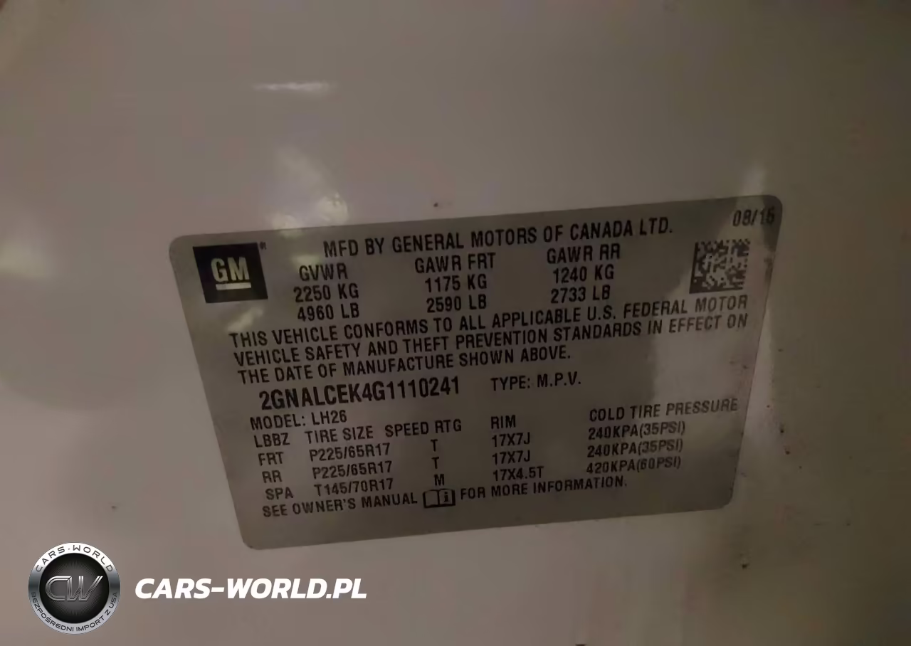 2016 Chevrolet Equinox Lt VIN:2GNALCEK4G1110241 - 9