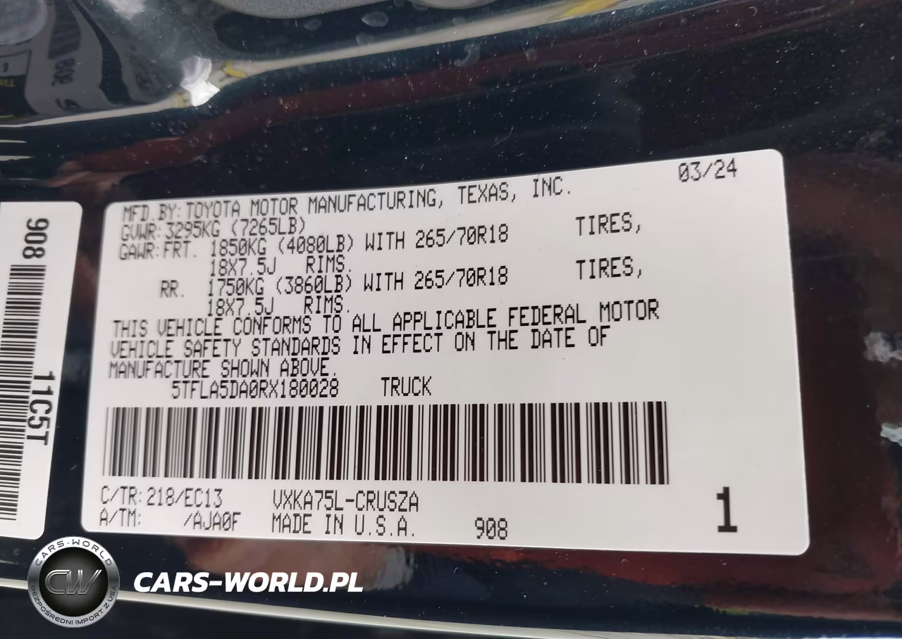 2024 Toyota Tundra Sr5 VIN:5TFLA5DA0RX180028 - 9