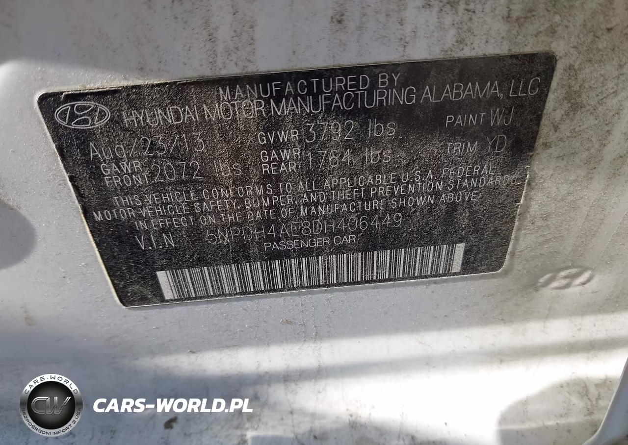 2013 Hyundai Elantra Gls VIN:5NPDH4AE8DH406449 - 9