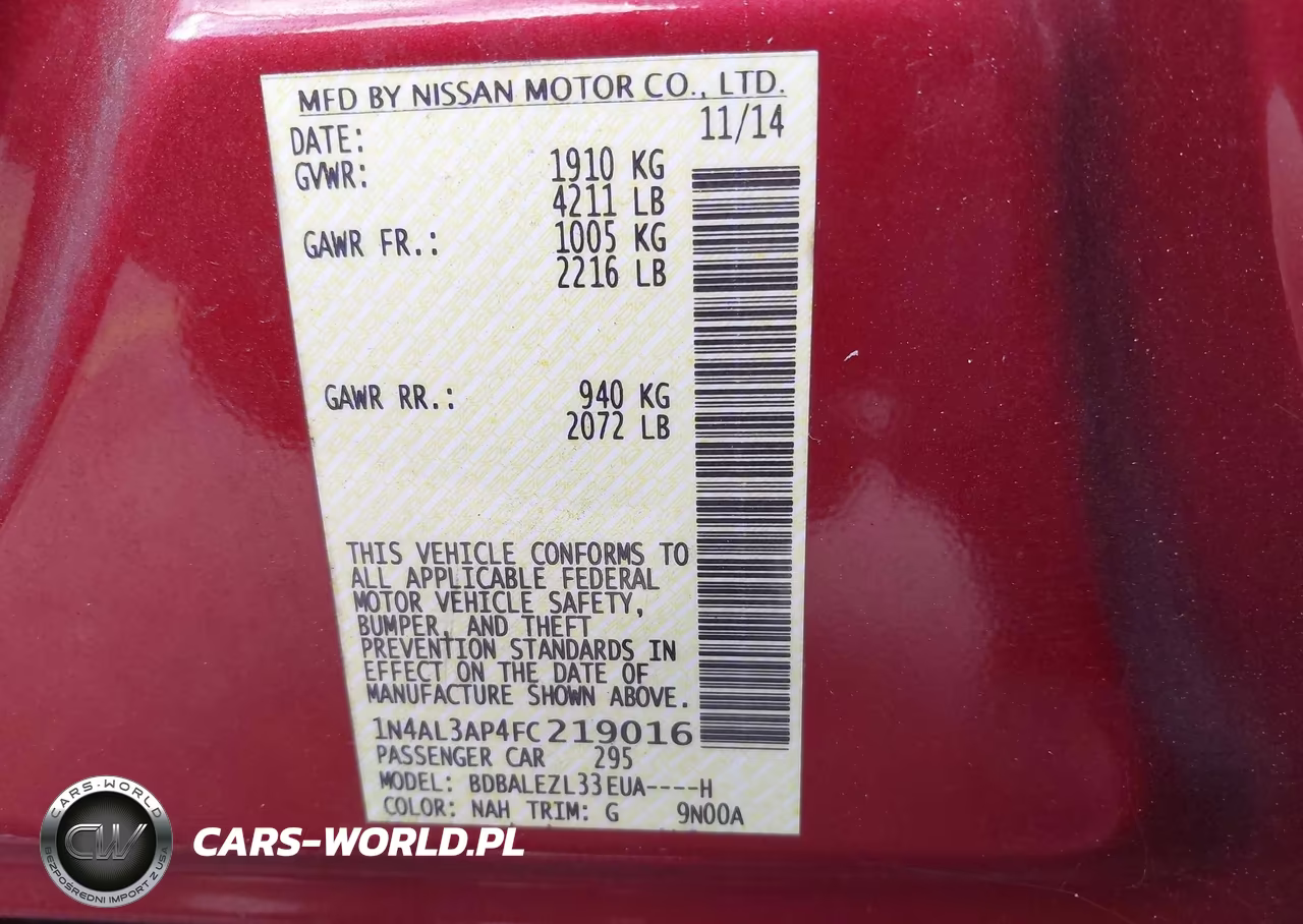 2015 Nissan Altima 2.5 S VIN:1N4AL3AP4FC219016 - 9