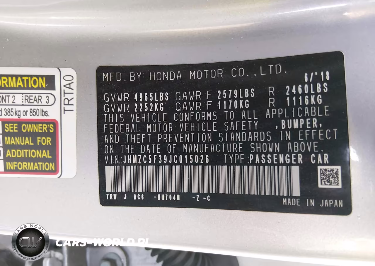 2018 Honda Clarity Plug-In Hybrid Touring VIN:JHMZC5F39JC015026 - 9