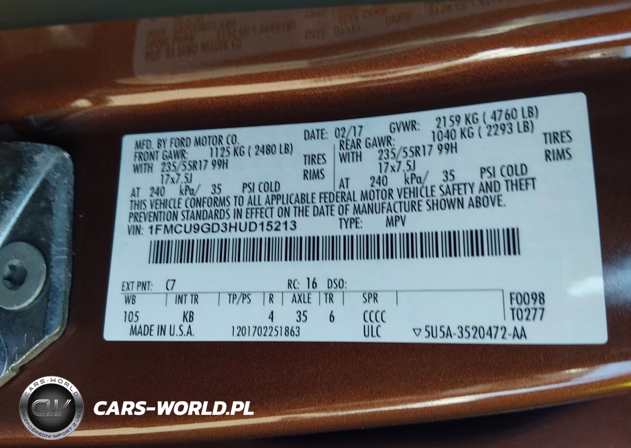 2017 Ford Escape Se VIN:1FMCU9GD3HUD15213 - 9