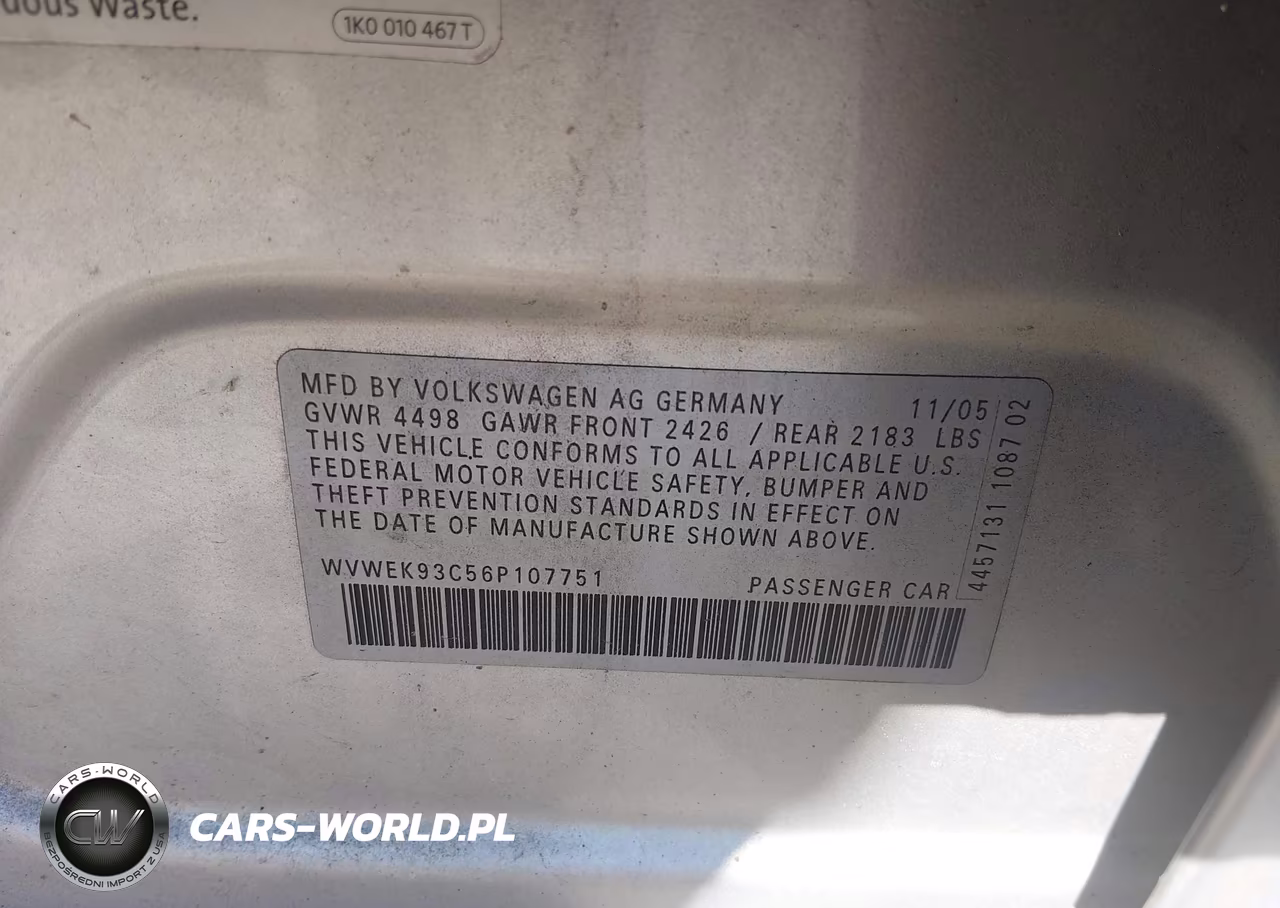 2006 Volkswagen Passat 2.0T VIN:WVWEK93C56P107751 - 9