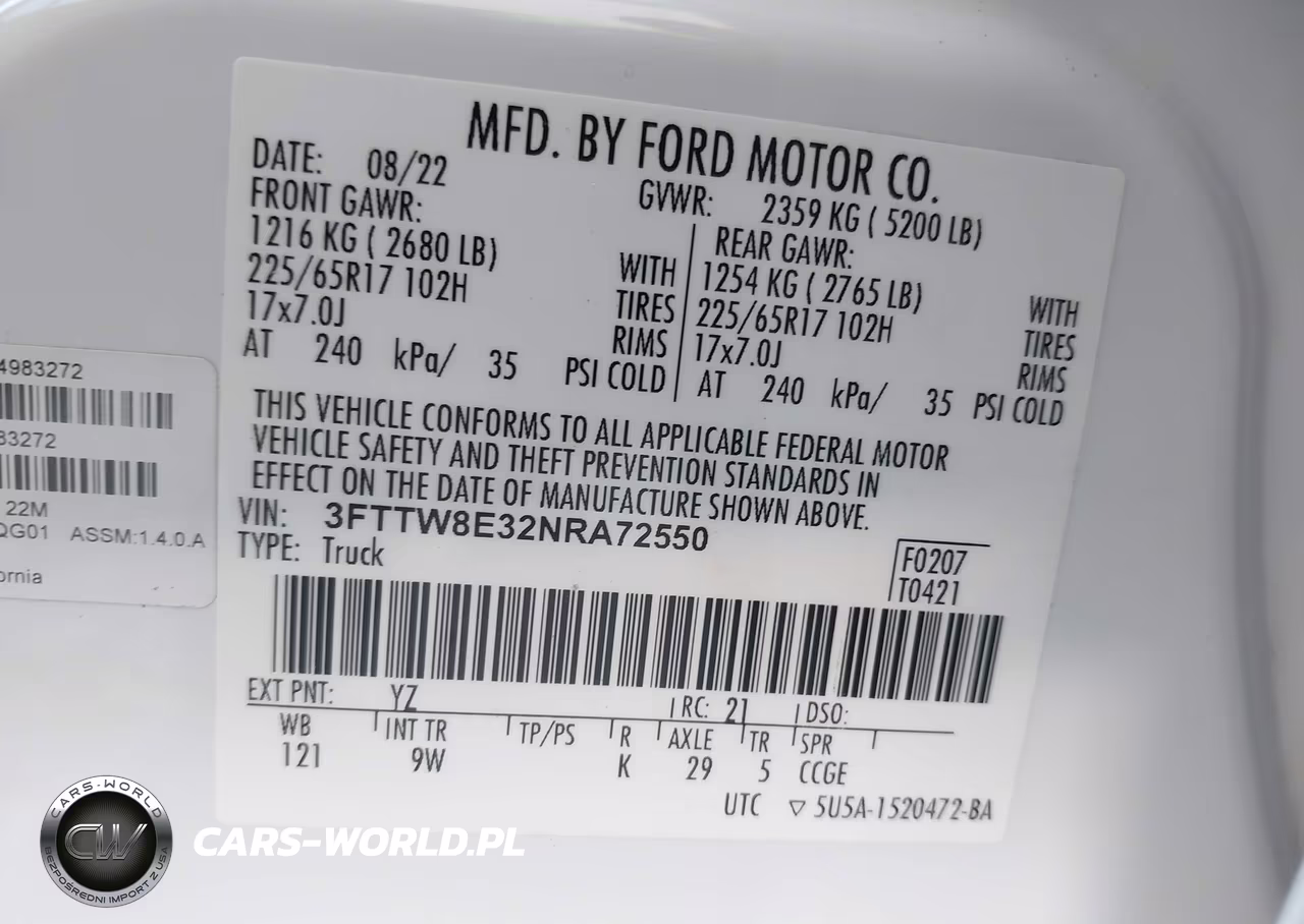 2022 Ford Maverick Xl VIN:3FTTW8E32NRA72550 - 9