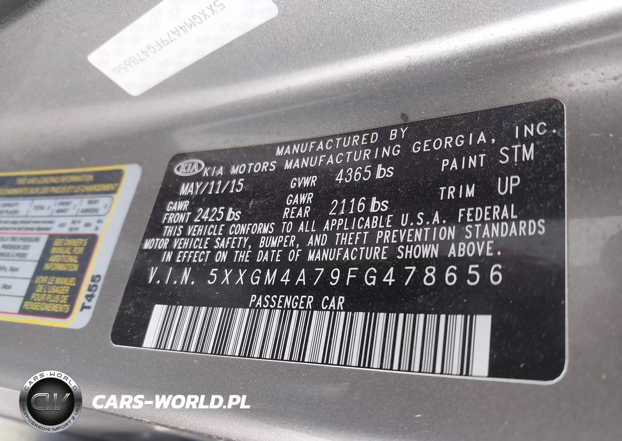 2015 Kia Optima Lx VIN:5XXGM4A79FG478656 - 9