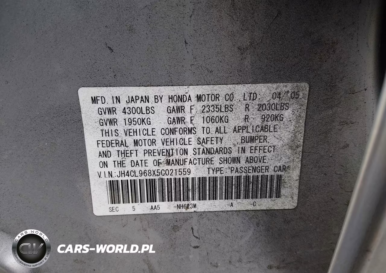 2005 Acura Tsx VIN:JH4CL968X5C021559 - 9