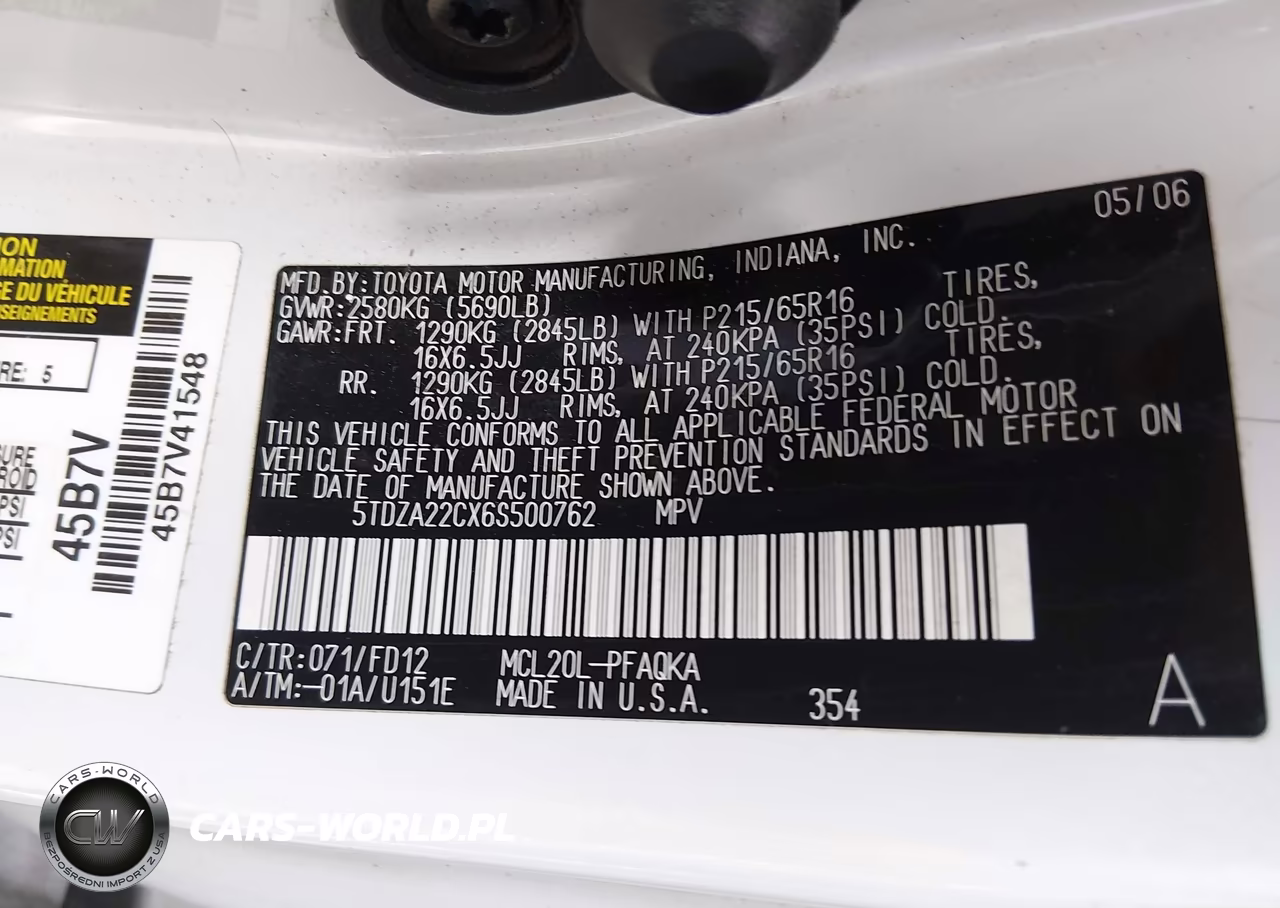 2006 Toyota Sienna Xle VIN:5TDZA22CX6S500762 - 9