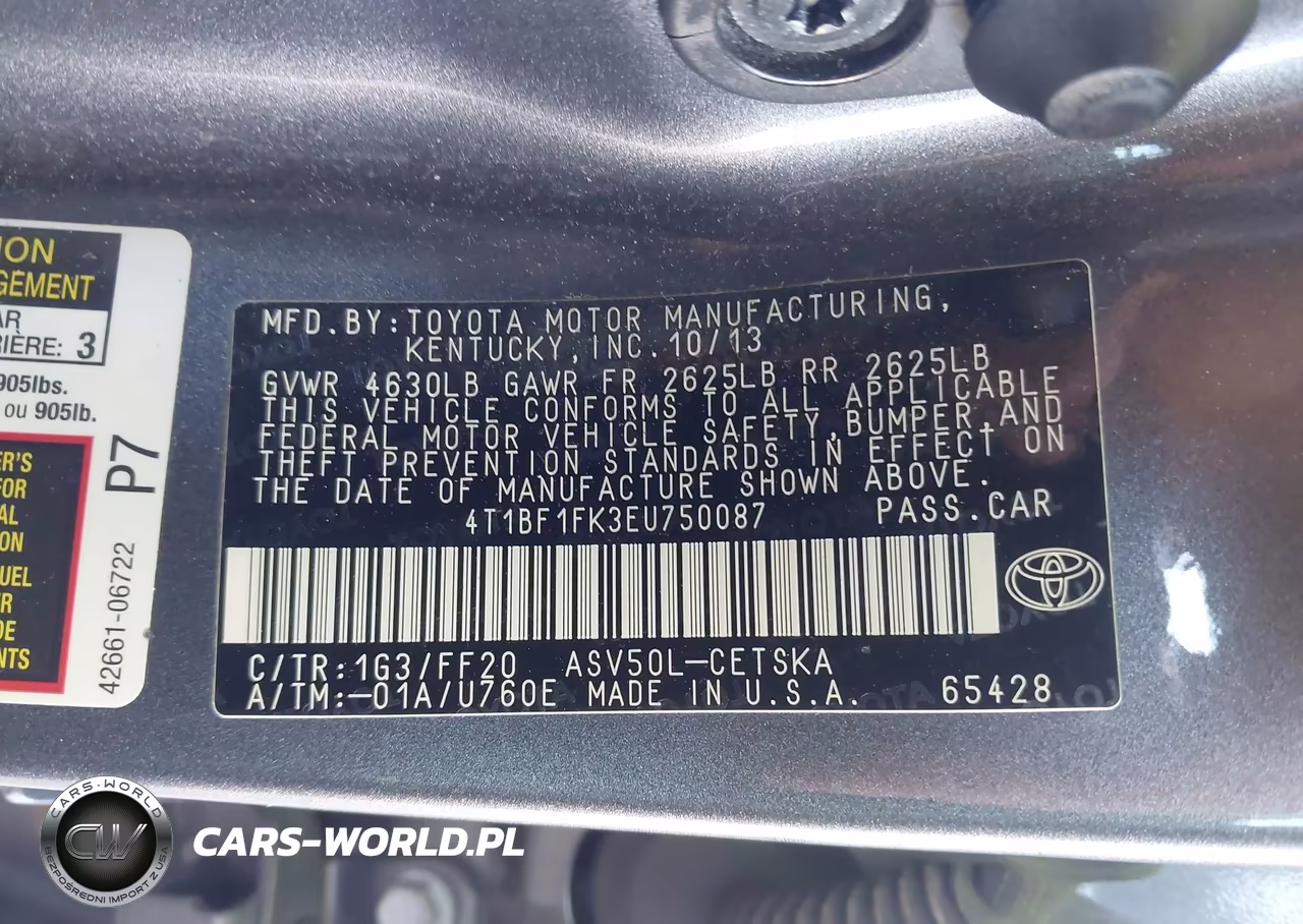 2014 Toyota Camry Se VIN:4T1BF1FK3EU750087 - 9