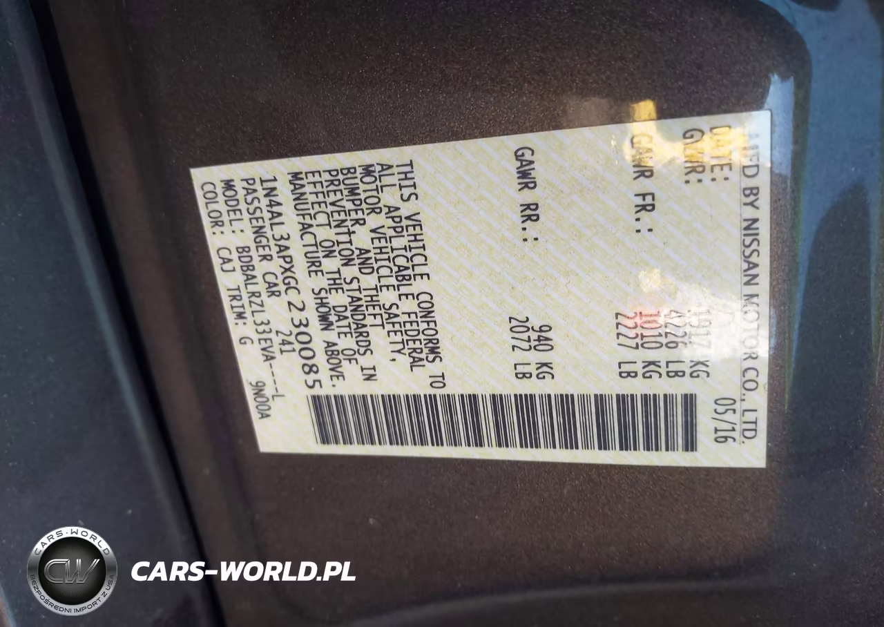 2016 Nissan Altima 2.5 Sl VIN:1N4AL3APXGC230085 - 9