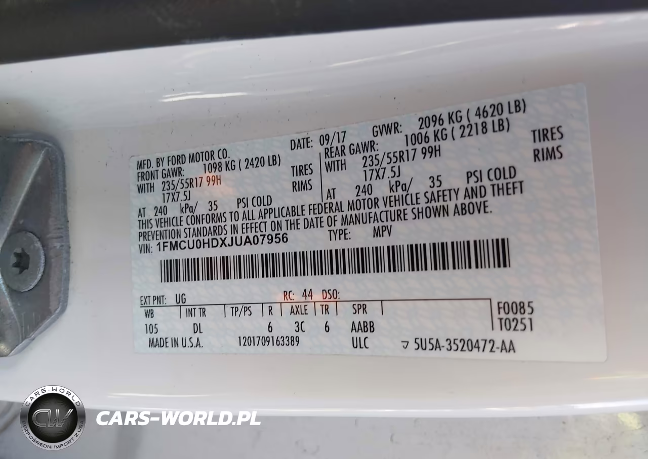 2018 Ford Escape Sel VIN:1FMCU0HDXJUA07956 - 9
