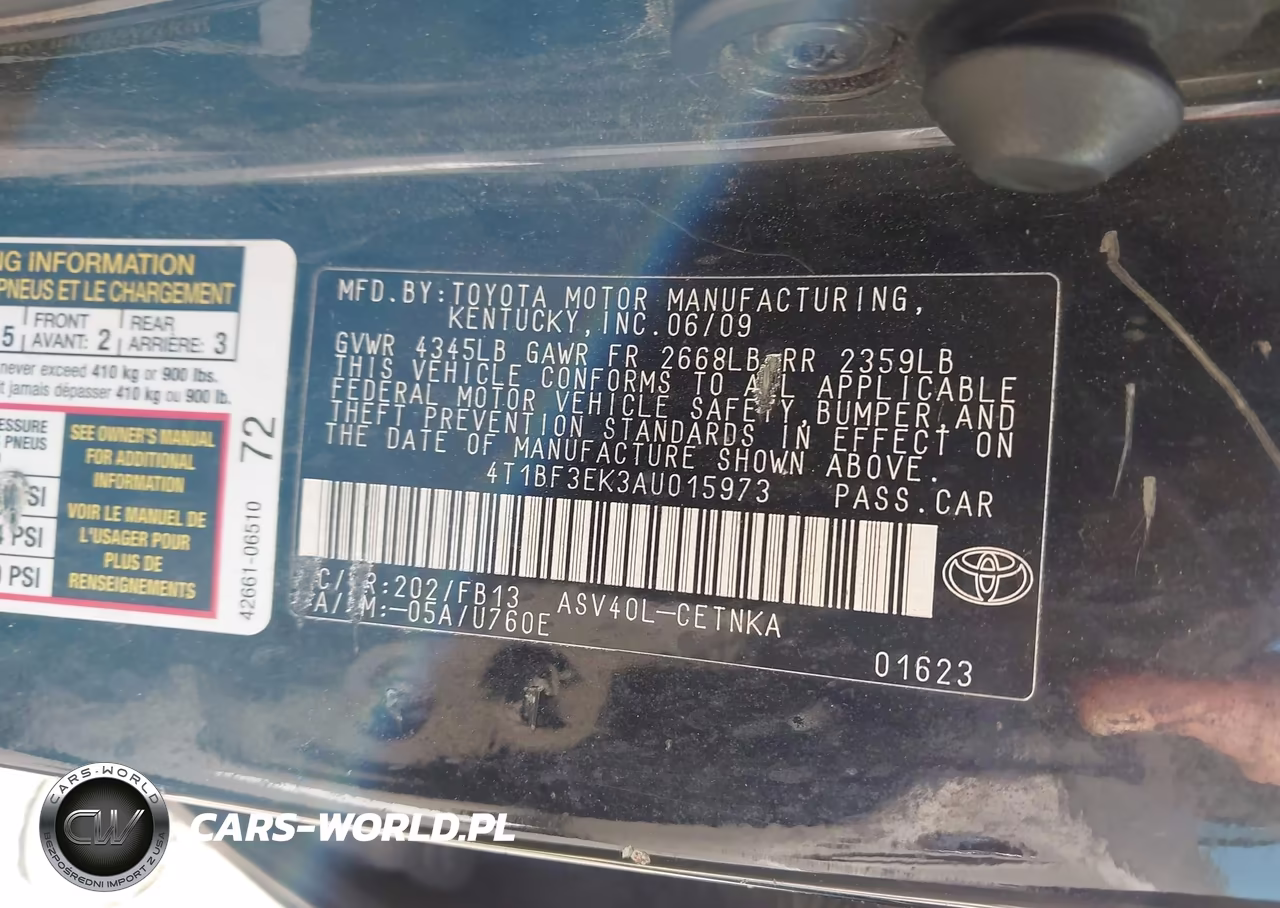 2010 Toyota Camry VIN:4T1BF3EK3AU015973 - 9