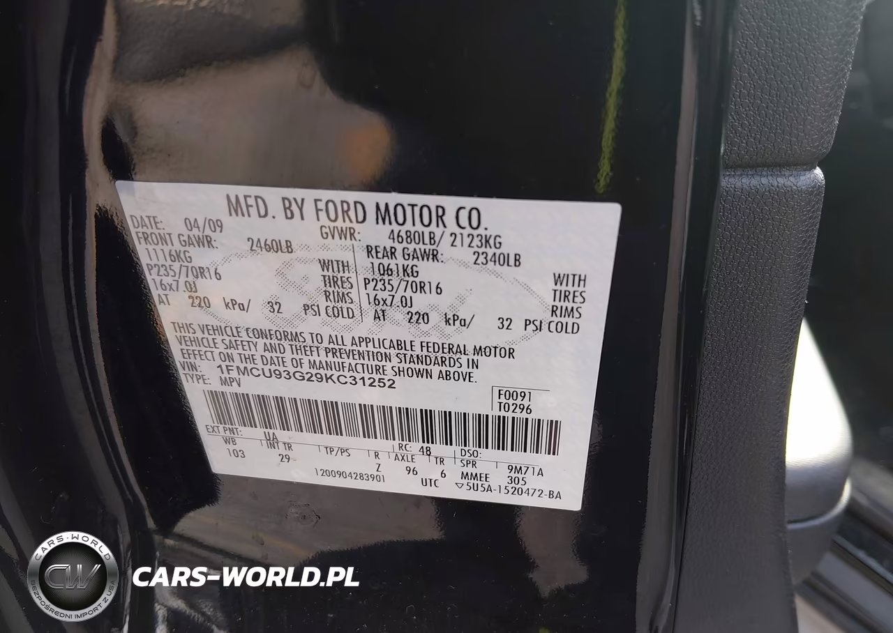 2009 Ford Escape Xlt VIN:1FMCU93G29KC31252 - 9