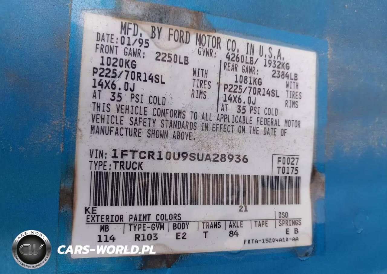 1995 Ford Ranger VIN:1FTCR10U9SUA28936 - 9