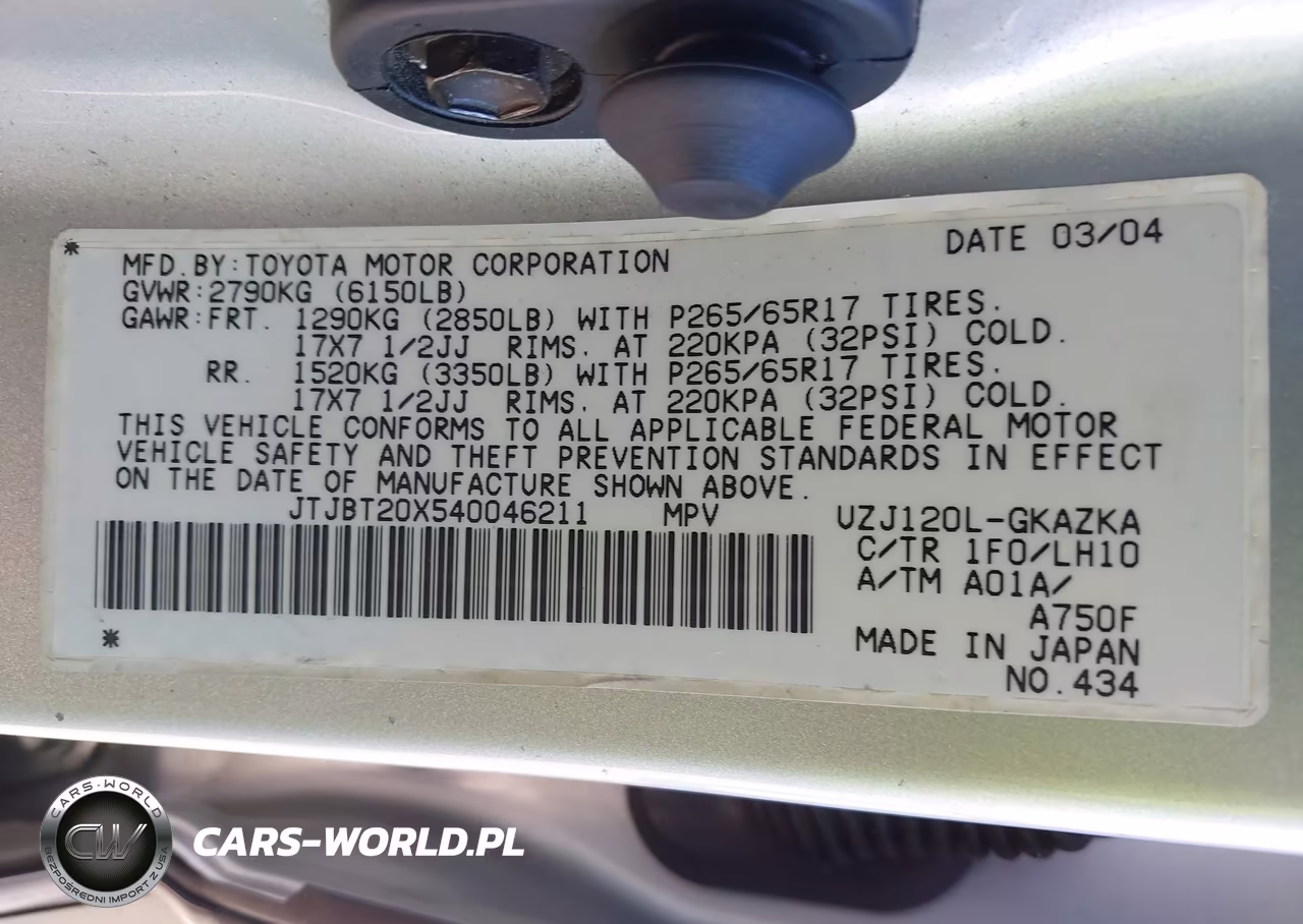 2004 Lexus Gx 470 VIN:JTJBT20X540046211 - 9