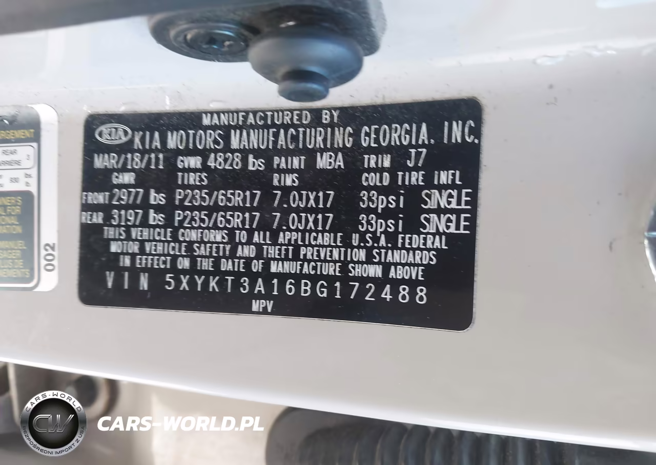2011 Kia Sorento Lx VIN:5XYKT3A16BG172488 - 9