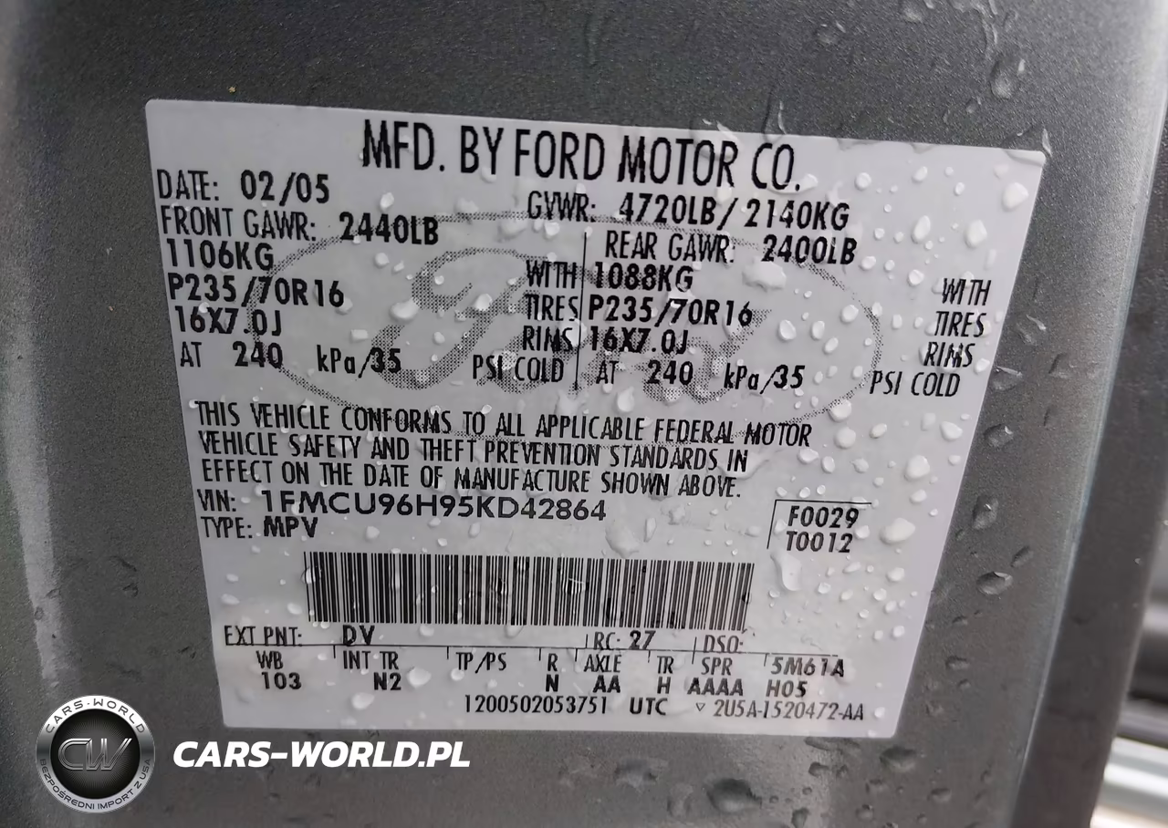2005 Ford Escape Hybrid VIN:1FMCU96H95KD42864 - 9