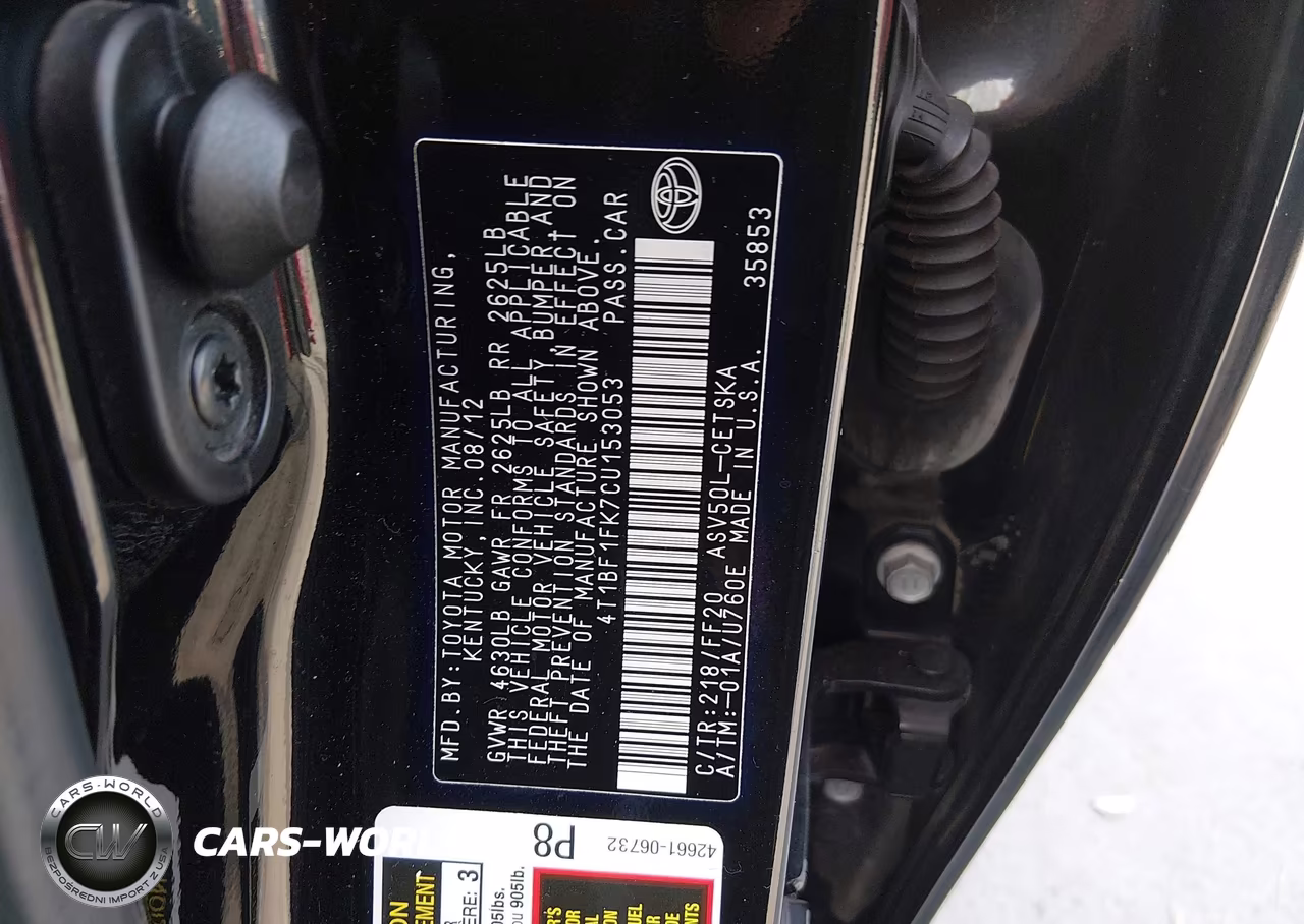 2012 Toyota Camry Se Limited Edition VIN:4T1BF1FK7CU153053 - 9