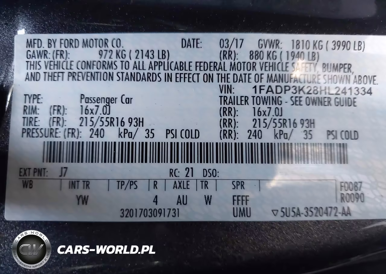 2017 Ford Focus Se VIN:1FADP3K28HL241334 - 9