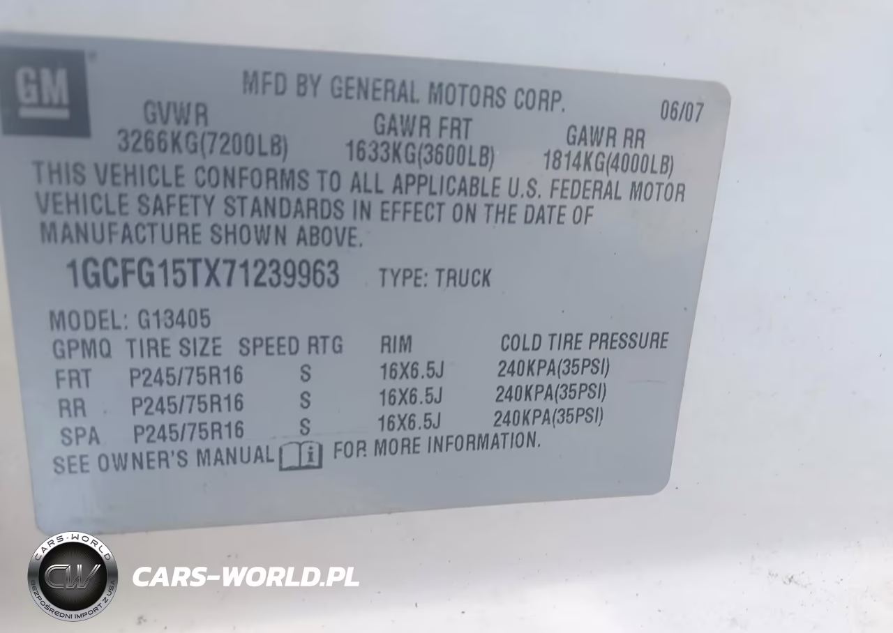 2007 Chevrolet Express Work Van VIN:1GCFG15TX71239963 - 9