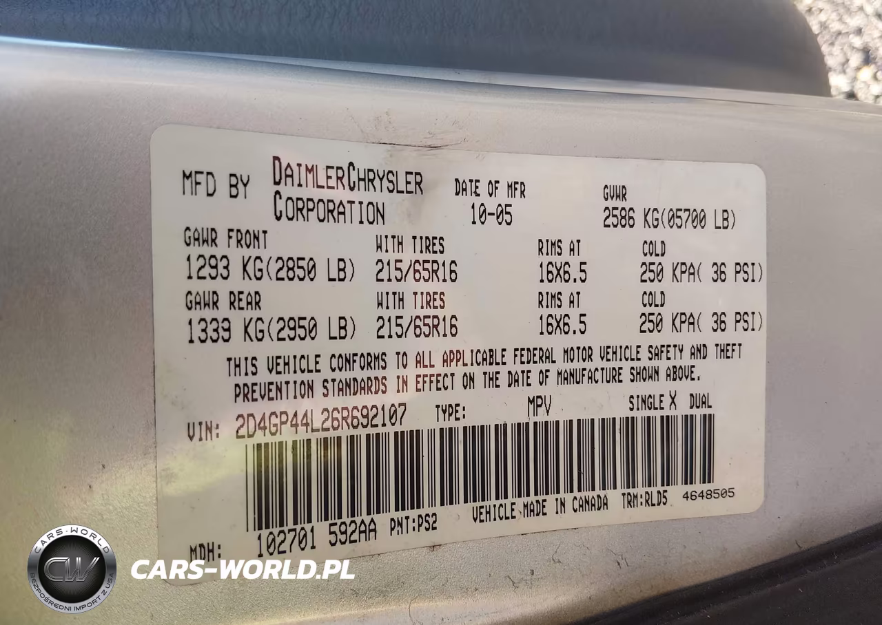 2006 Dodge Grand Caravan Sxt VIN:2D4GP44L26R692107 - 9
