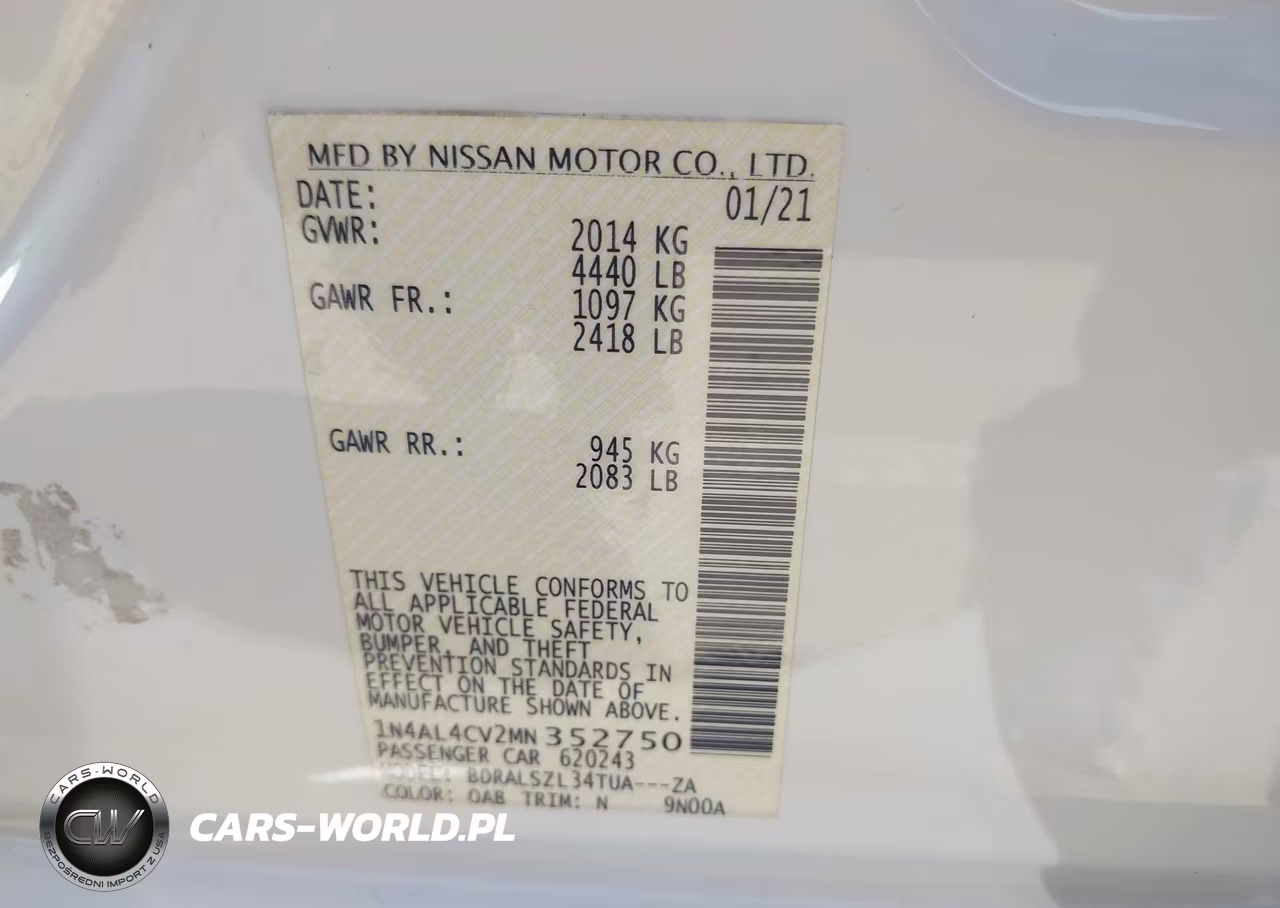 2021 Nissan Altima Sr Vc-Turbo Fwd VIN:1N4AL4CV2MN352750 - 9