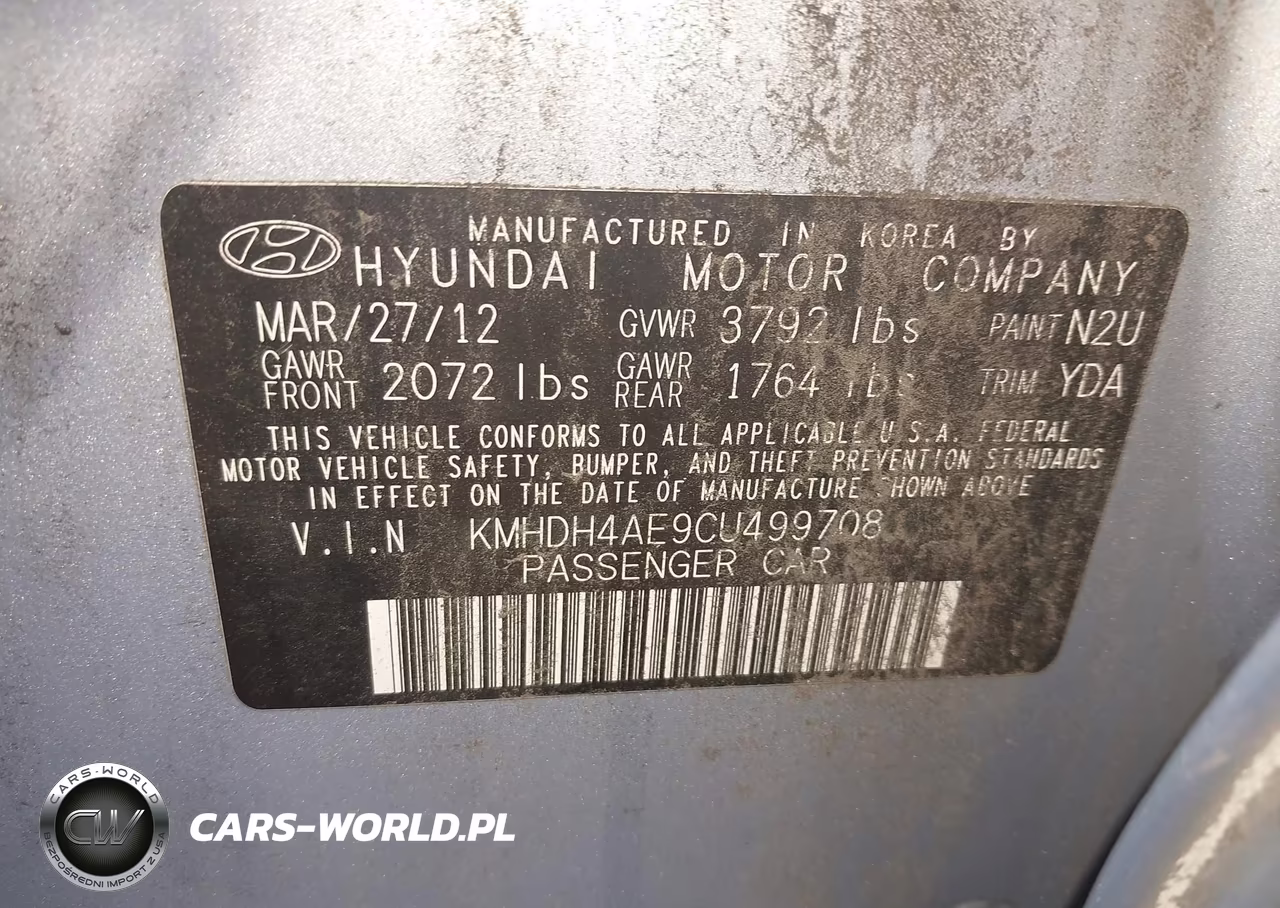 2012 Hyundai Elantra Limited (Ulsan Plant) VIN:KMHDH4AE9CU499708 - 9