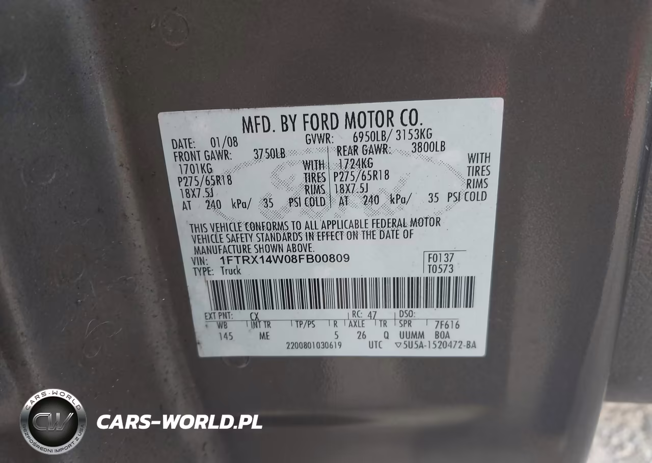 2008 Ford F-150 Stx-Xl-Xlt VIN:1FTRX14W08FB00809 - 9