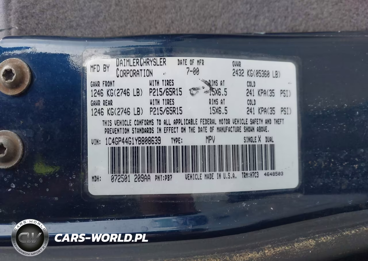 2000 Chrysler Town & Country Lx VIN:1C4GP44G1YB808639 - 9