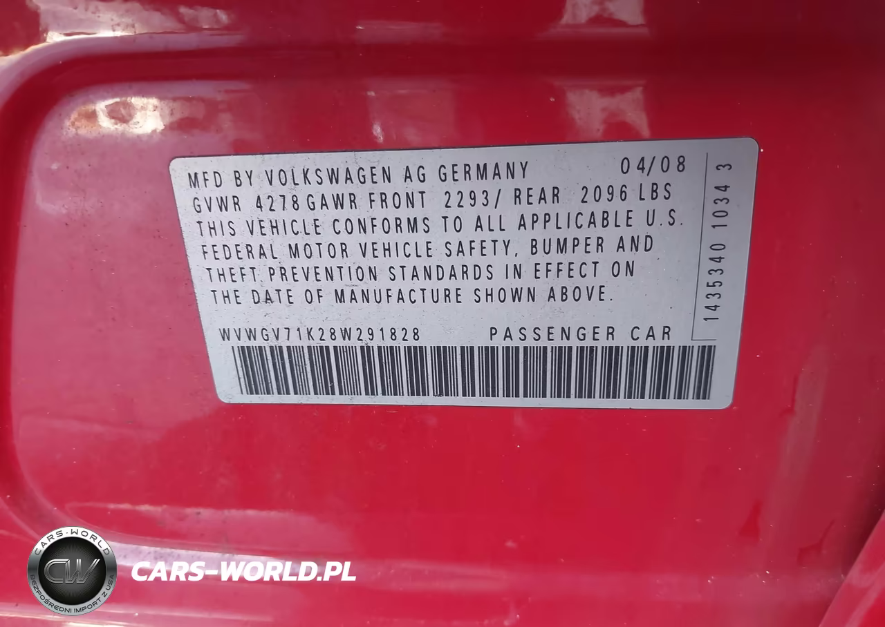 2008 Volkswagen Gti 4-Door VIN:WVWGV71K28W291828 - 9