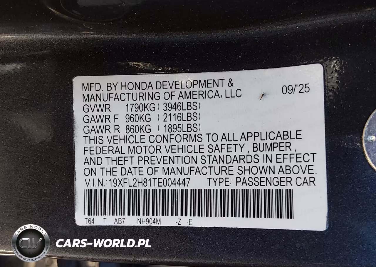 2026 Honda Civic Sport VIN:19XFL2H81TE004447 - 9