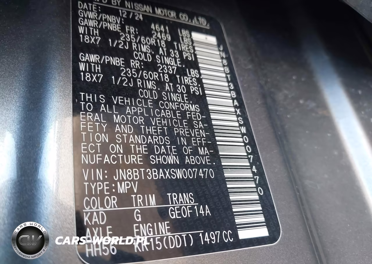 2025 Nissan Rogue Sv Fwd VIN:JN8BT3BAXSW007470 - 9