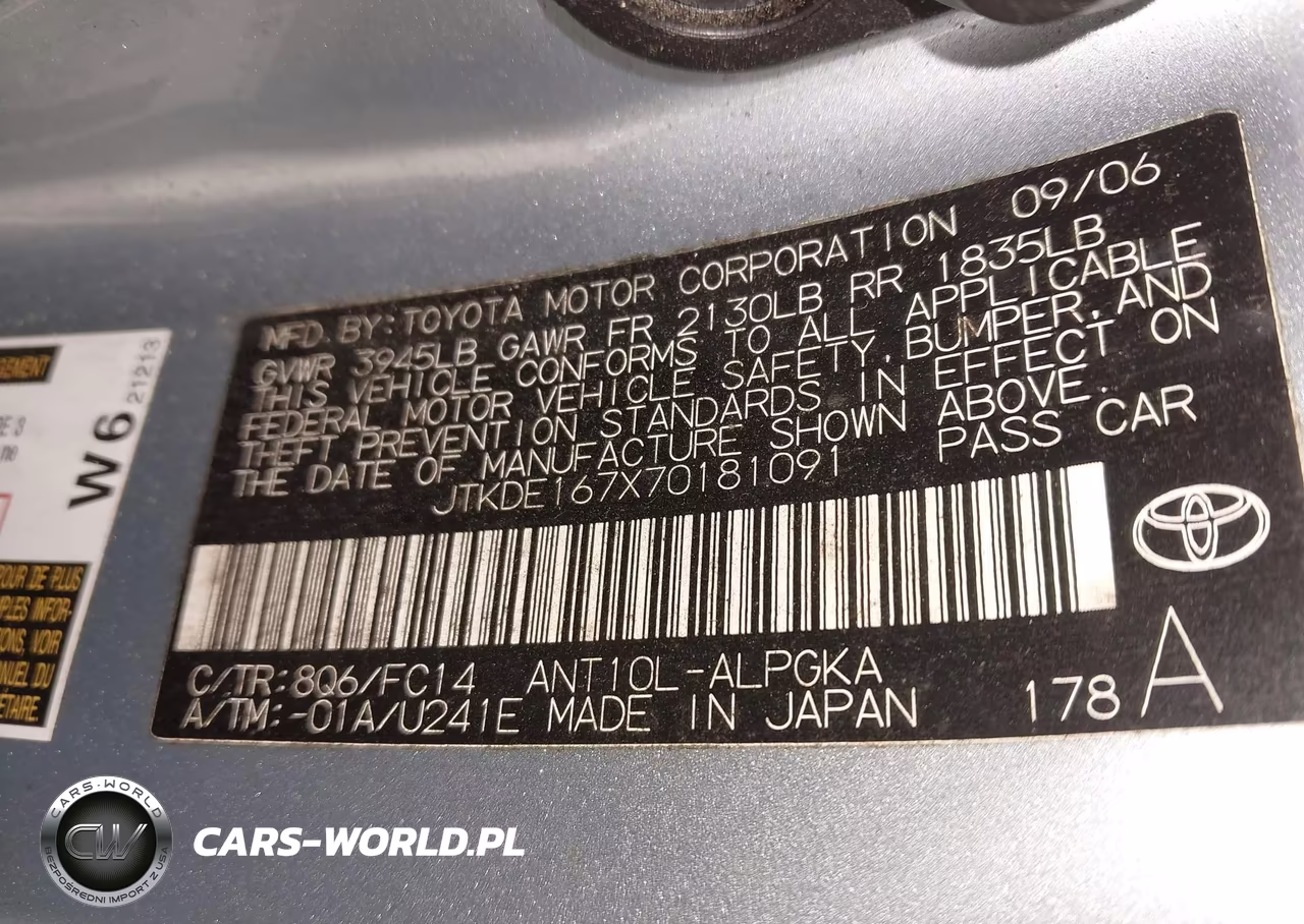 2007 Scion Tc VIN:JTKDE167X70181091 - 9