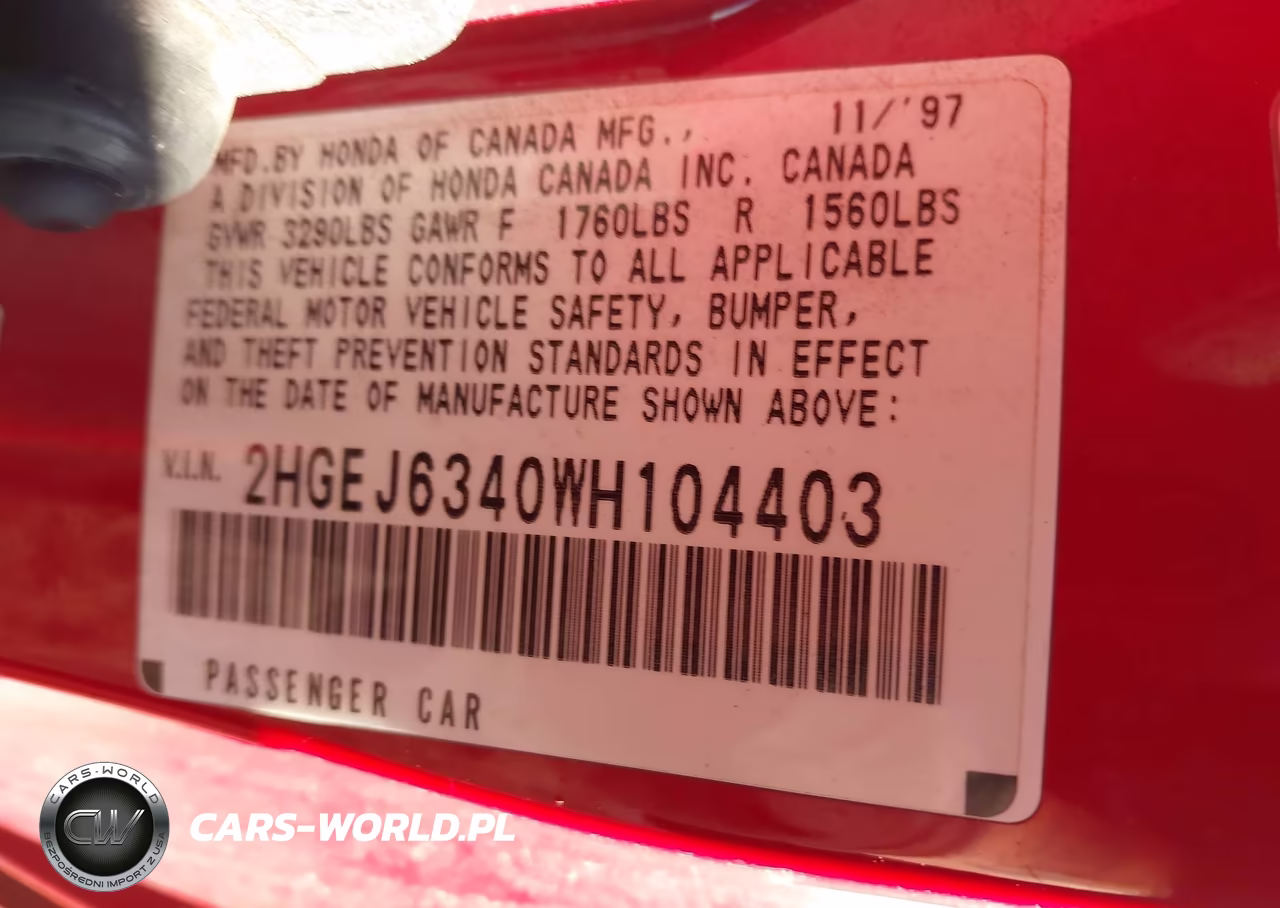 1998 Honda Civic Dx VIN:2HGEJ6340WH104403 - 9
