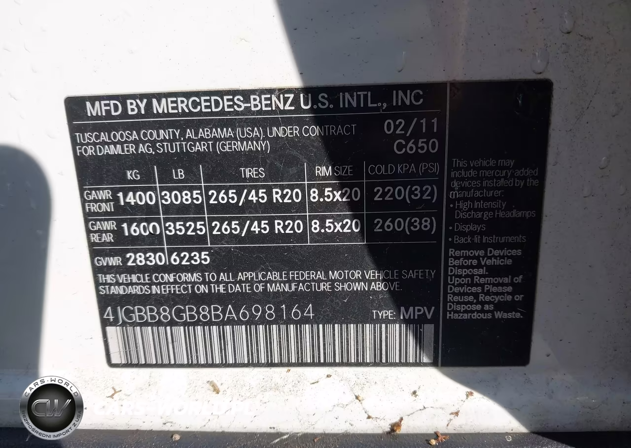 2011 Mercedes-Benz Ml 350 4Matic VIN:4JGBB8GB8BA698164 - 9