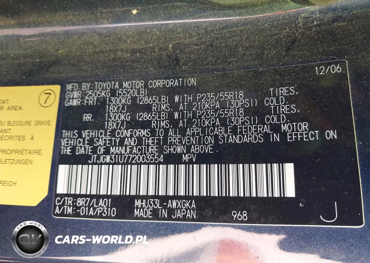 2007 Lexus Rx 400H VIN:JTJGW31U772003554 - 9