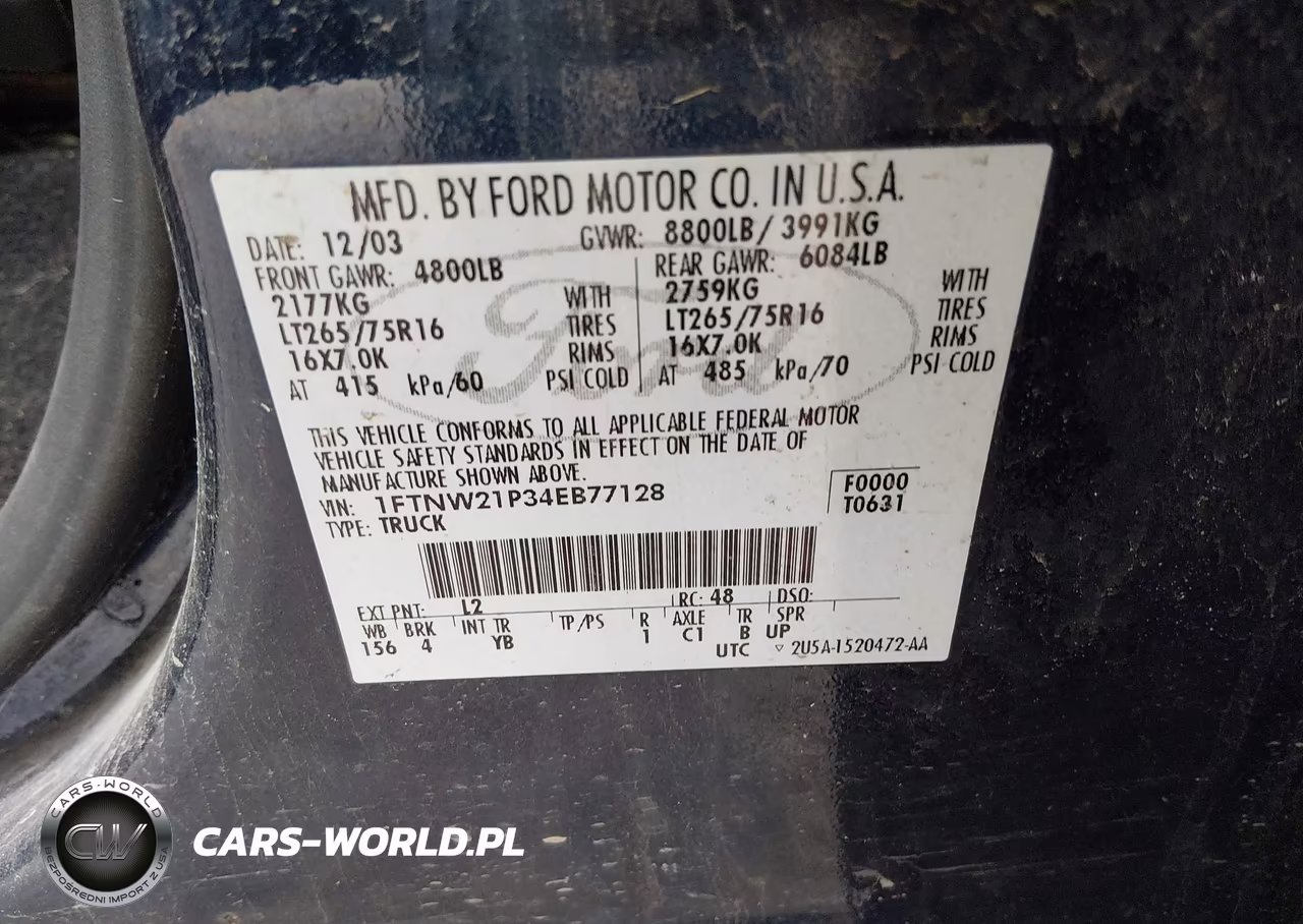 2004 Ford F-250 Lariat-Xl-Xlt VIN:1FTNW21P34EB77128 - 9