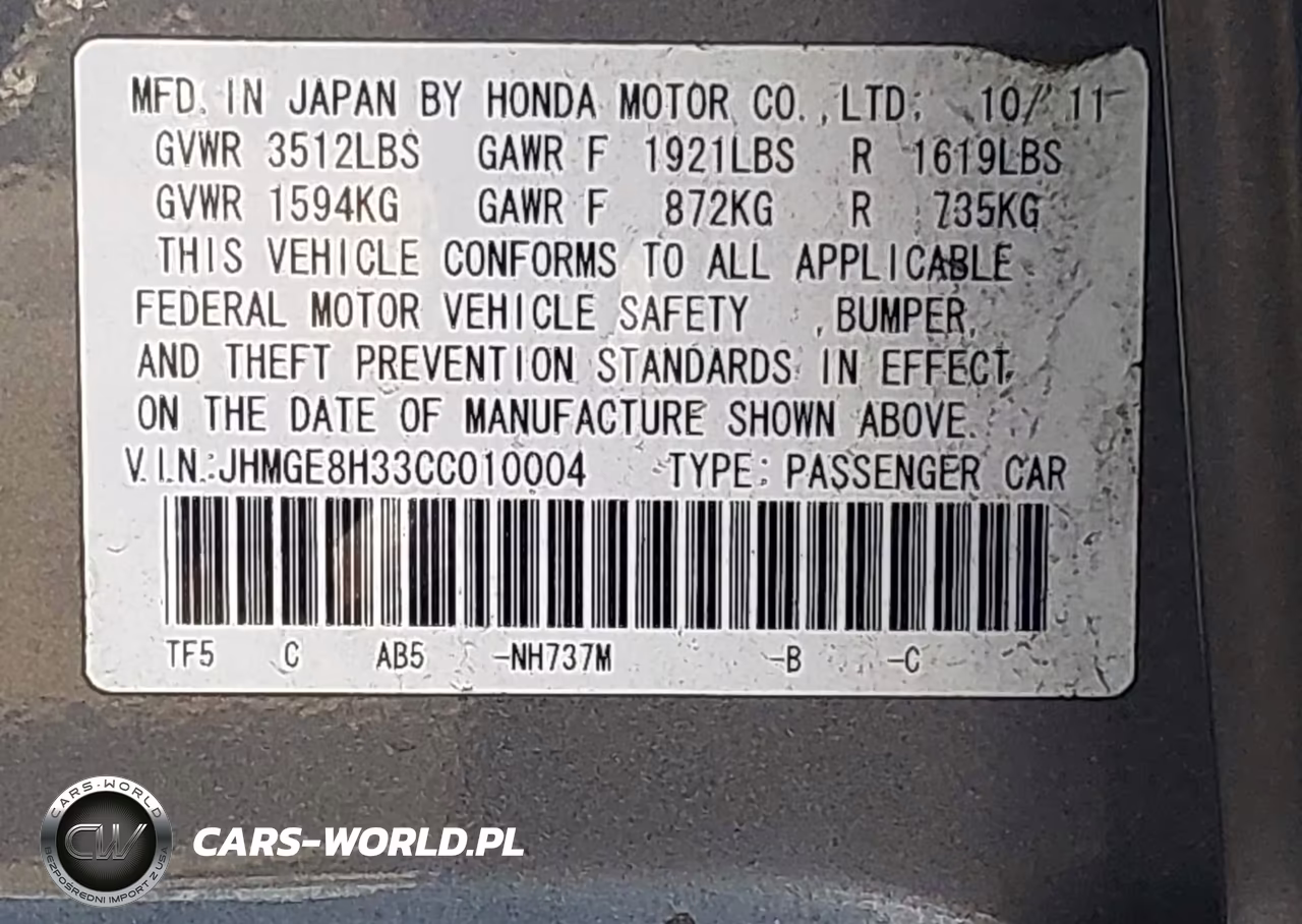 2012 Honda Fit VIN:JHMGE8H33CC010004 - 9