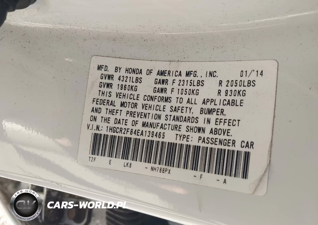 2014 Honda Accord Ex-L VIN:1HGCR2F84EA139465 - 9