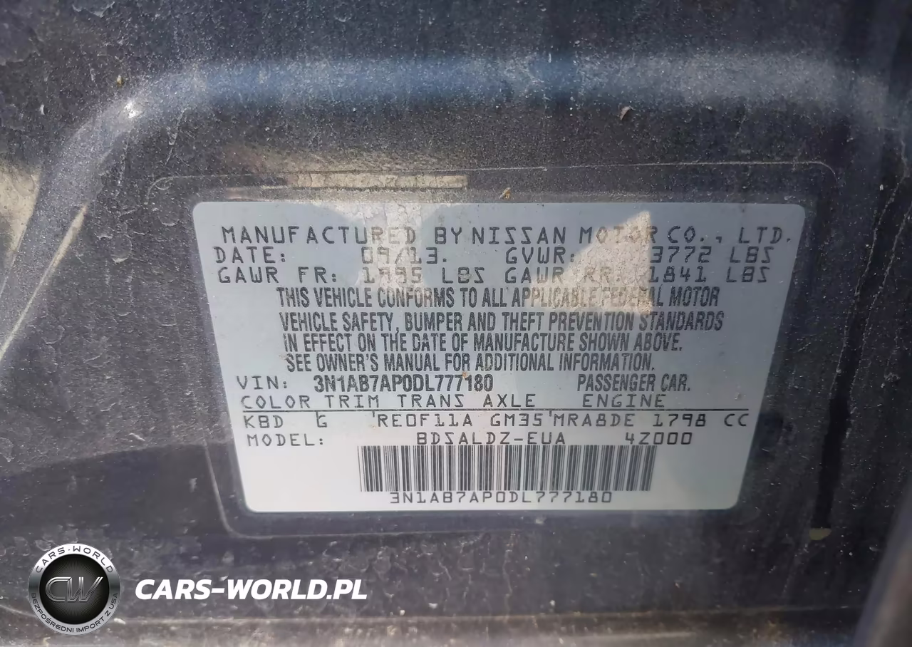 2013 Nissan Sentra Sv VIN:3N1AB7AP0DL777180 - 9